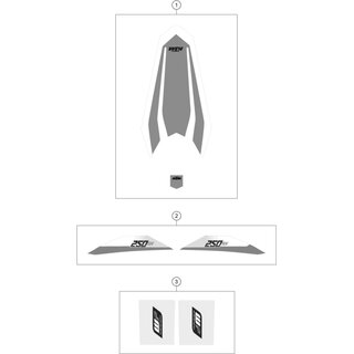 DISPLACEM.STICKERSET 250 SX 16