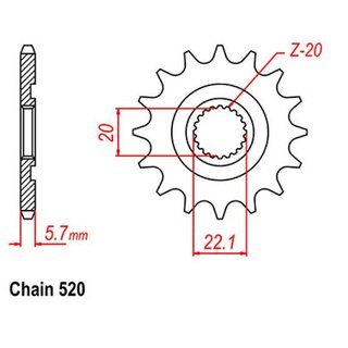 Ritzel 14Z GasGas EXC 250 300 450 Yamaha WR 250